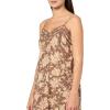 Lucky Brand Womens Floral Lace Trimmed Slip Dress(Brown Floral)