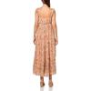 Lucky Brand Womens Printed Ruffle Sleeve Midi Dress(Pink Floral)