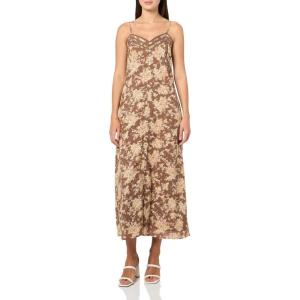 Lucky Brand Womens Floral Lace Trimmed Slip Dress(Brown Floral)