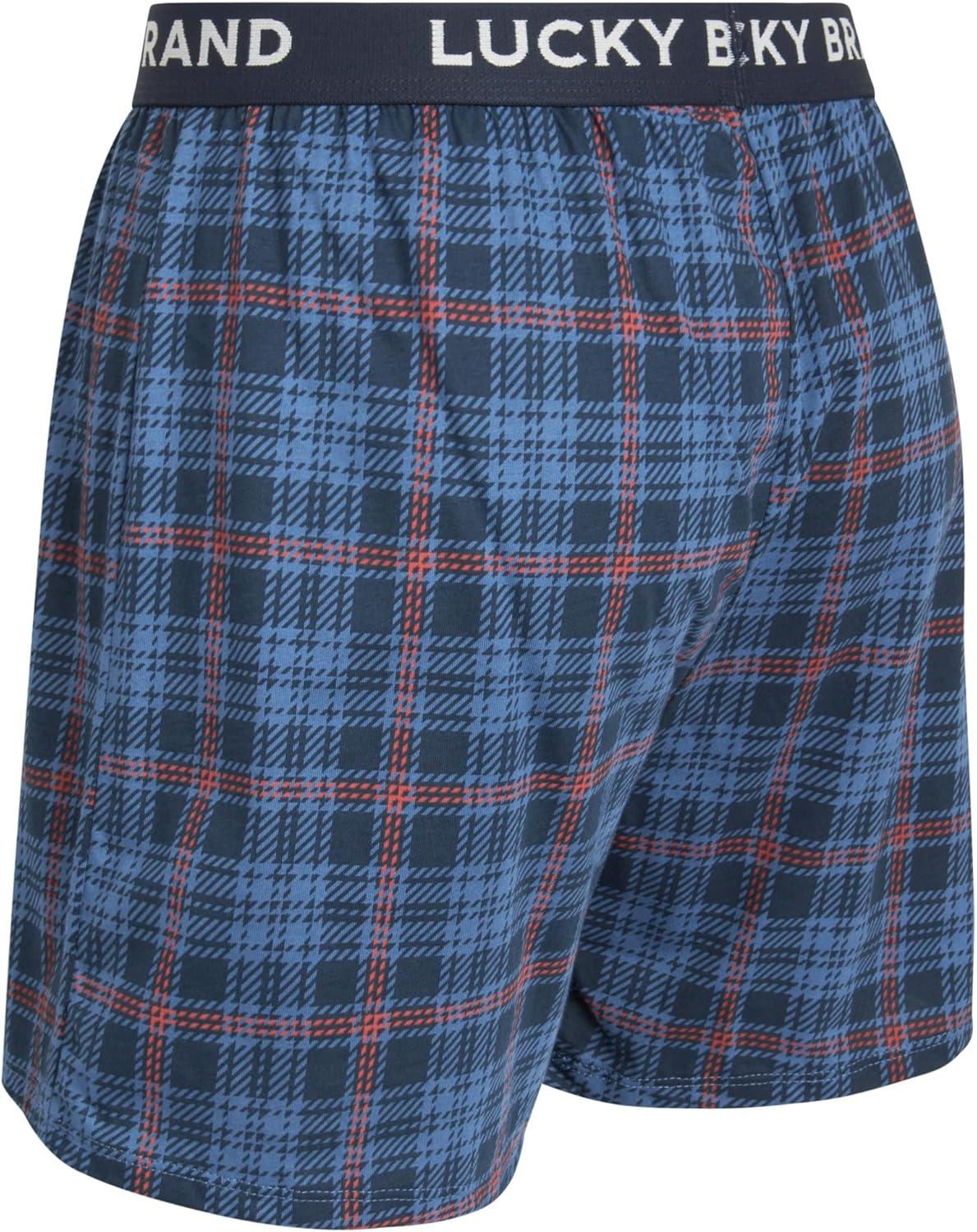 imageLucky Brand Boxers for Men 4 Pack Knit Cotton 4 Inseam Mens Underwear Boxer Shorts with Functional Fly Pouch Relaxed FitIndigoMood