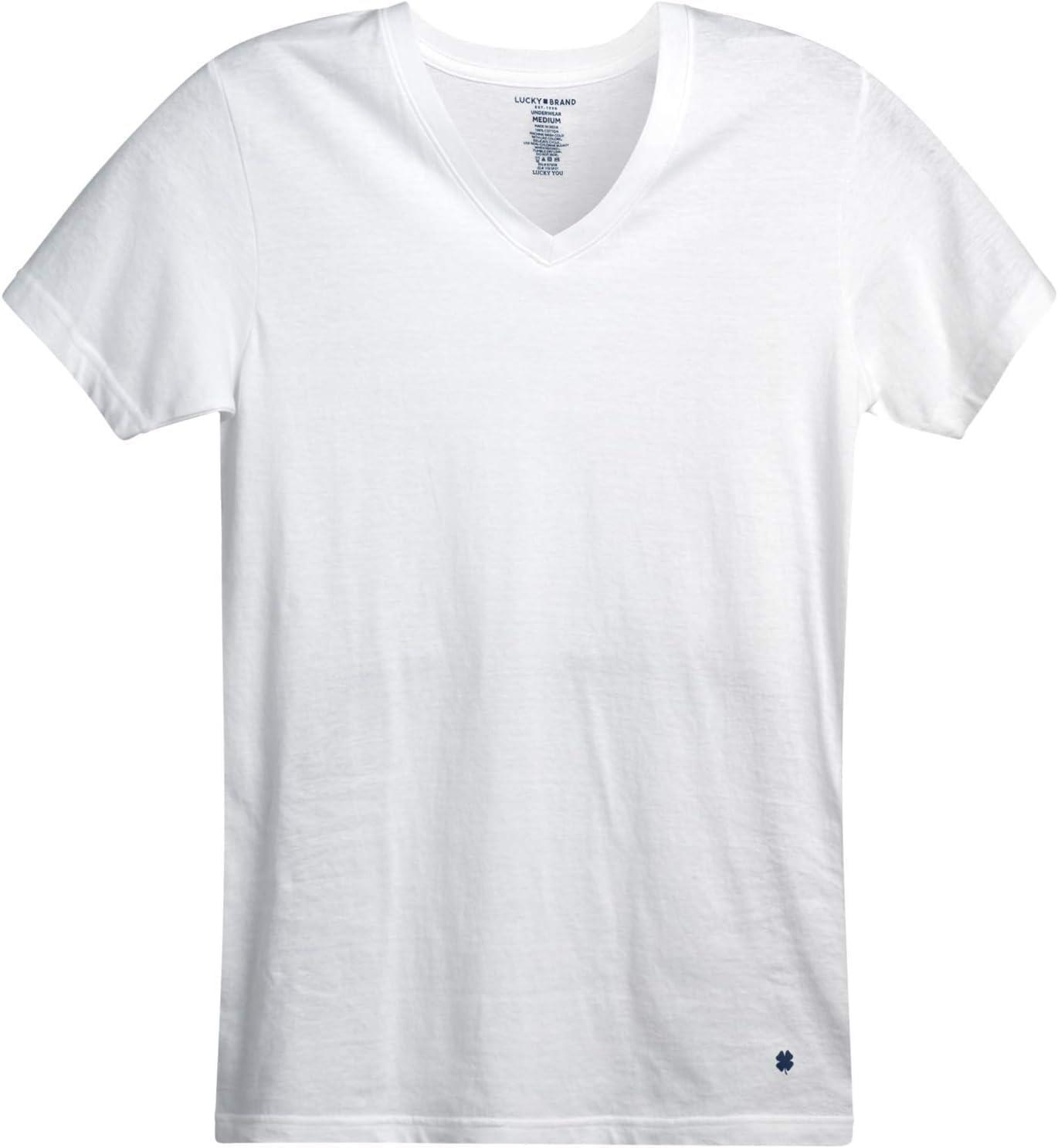 imageLucky Brand Mens Undershirt 3 Pack Slim Fit Short Sleeve Mens TShirts SXLV White