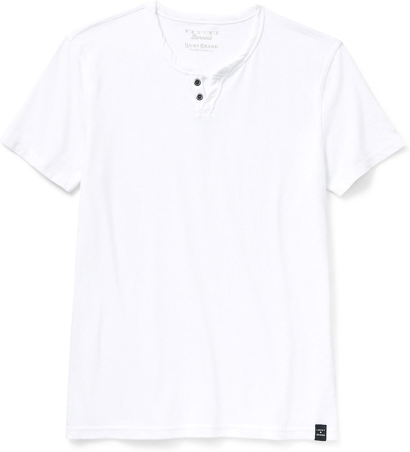 imageLucky Brand Mens Venice Burnout Notch Neck Tee ShirtBright White