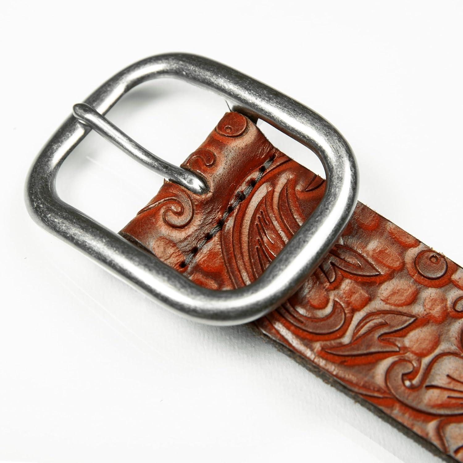 imageLucky Brand Womens Embroidered Leather Belt Stylish Classic WesternInspired American Heritage Jean PantFloral Debossed Tan