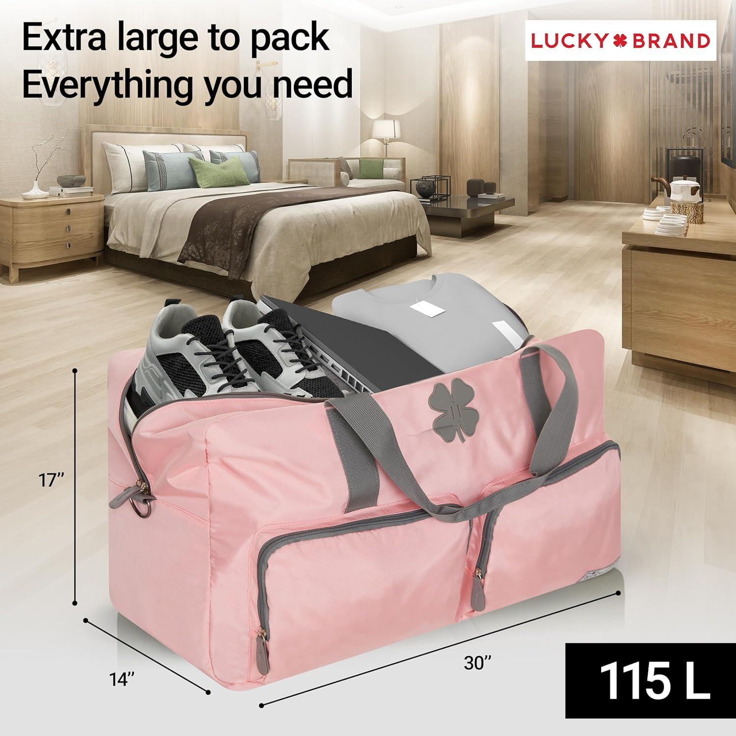 imageLucky Travel Duffel Bags 85L Gym Bag Travel Bag ampamp Large Duffle Bag for Men Foldable Overnight Weekender Bags for Women ampamp Men with Adjustable Shoulder Strap CharcoalBridal Rose