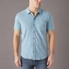 Lucky Brand Mens Linen Short Sleeve Button Up Shirt(Aegean Blue)
