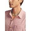 Lucky Brand Mens Linen Short Sleeve Button Up Shirt(Red Violet)