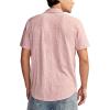 Lucky Brand Mens Linen Short Sleeve Button Up Shirt(Red Violet)