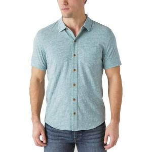 Lucky Brand Mens Linen Short Sleeve Button Up Shirt(Sagebrush Green)