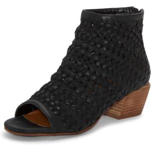 Lucky Brand womens Mofira Woven Peep Toe Bootie(Black)