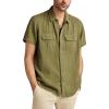 Lucky Brand Mens Short Sleeve Double Weave Utility Shirt(Deep Lichen Green)