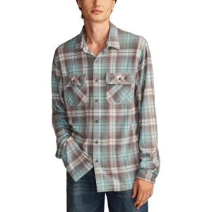 Lucky Brand Mens Brushed Long Sleeve Knit Shirting(Blue Multi)