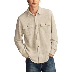 Lucky Brand Mens Brushed Long Sleeve Knit Shirting(Heather Grey)