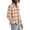 Lucky Brand Mens Dobby Western Long Sleeve Shirt(Brown Multi)