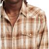 Lucky Brand Mens Dobby Western Long Sleeve Shirt(Brown Multi)