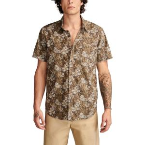 Lucky Brand Mens Short Sleeve Printed Shirt(Brown Print)