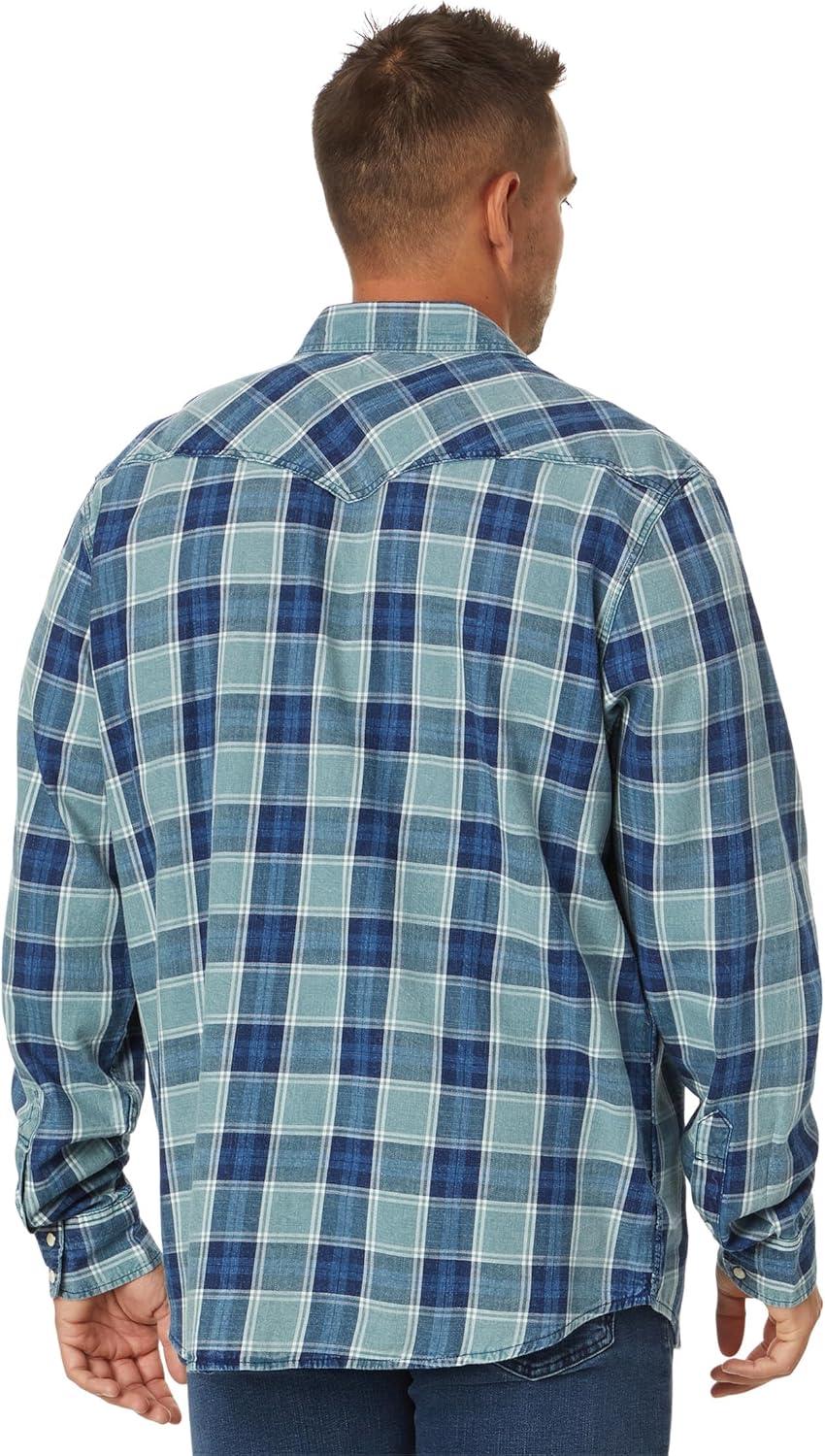 imageLucky Brand Mens Plaid Indigo Western Long Sleeve ShirtBlue Multi