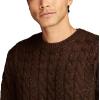 Lucky Brand Mens Cable Crew Neck Sweater(Chocolate Torte)