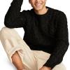 Lucky Brand Mens Cable Crew Neck Sweater(Dark Black)