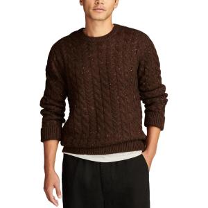 Lucky Brand Mens Cable Crew Neck Sweater(Chocolate Torte)