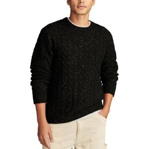 Lucky Brand Mens Cable Crew Neck Sweater(Dark Black)
