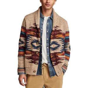 Lucky Brand Mens Southwest Shawl Cardigan(Natural Multi Print)