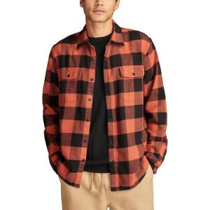 Lucky Brand mens Plaid Cloud Soft Flannel(Orange Multi)