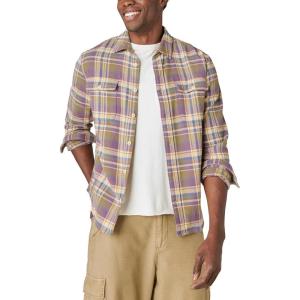 Lucky Brand Mens Lucky Brand Men’s Plaid Utility Cloud Soft Long Sleeve Flannel(Olive Multi)