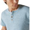 Lucky Brand Mens Short Sleeve Linen Henley Shirt(Aegean Blue)