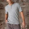 Lucky Brand Mens Short Sleeve Linen Henley Shirt(Blackened Pearl)