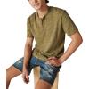Lucky Brand Mens Short Sleeve Linen Henley Shirt(Dark Olive)