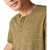 Lucky Brand Mens Short Sleeve Linen Henley Shirt(Dark Olive)