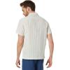 Lucky Brand Mens Short Sleeve Stripe Linen Camp Collar Shirt(Natural Stripe)
