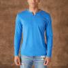 Lucky Brand Mens Venice Burnout Stripe Long Sleeve Notch Neck TeeVenice Burnout Stripe Long Sleeve Notch Neck Tee(Blue My Mind)