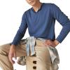 Lucky Brand Mens Venice Burnout Stripe Long Sleeve Notch Neck TeeVenice Burnout Stripe Long Sleeve Notch Neck Tee(Blueberry)