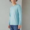 Lucky Brand Mens Venice Burnout Stripe Long Sleeve Notch Neck TeeVenice Burnout Stripe Long Sleeve Notch Neck Tee(Cameo Blue)