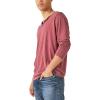 Lucky Brand Mens Venice Burnout Stripe Long Sleeve Notch Neck TeeVenice Burnout Stripe Long Sleeve Notch Neck Tee(Pomegranate)