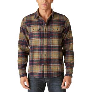 Lucky Brand Mens Buffalo Plaid Knit Shirt(Green Plaid)
