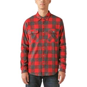 Lucky Brand Mens Buffalo Plaid Knit Shirt(Red Multi)