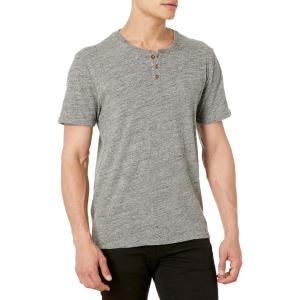 Lucky Brand Mens Short Sleeve Linen Henley Shirt(Heather Grey)