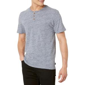 Lucky Brand Mens Short Sleeve Linen Henley Shirt(Insignia Blue)