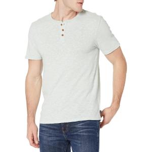 Lucky Brand Mens Short Sleeve Linen Henley Shirt(Surf Spray)