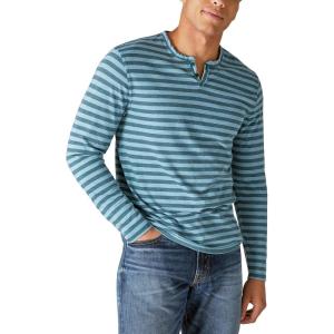 Lucky Brand Mens Venice Burnout Stripe Long Sleeve Notch Neck TeeVenice Burnout Stripe Long Sleeve Notch Neck Tee(Blue Multi)