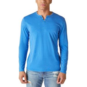 Lucky Brand Mens Venice Burnout Stripe Long Sleeve Notch Neck TeeVenice Burnout Stripe Long Sleeve Notch Neck Tee(Blue My Mind)