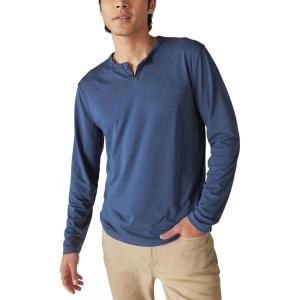Lucky Brand Mens Venice Burnout Stripe Long Sleeve Notch Neck TeeVenice Burnout Stripe Long Sleeve Notch Neck Tee(Blueberry)