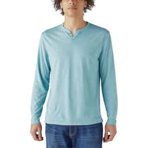 Lucky Brand Mens Venice Burnout Stripe Long Sleeve Notch Neck TeeVenice Burnout Stripe Long Sleeve Notch Neck Tee(Cameo Blue)