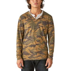 Lucky Brand Mens Venice Burnout Stripe Long Sleeve Notch Neck TeeVenice Burnout Stripe Long Sleeve Notch Neck Tee(Camo)