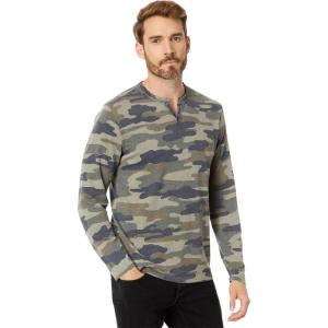 Lucky Brand Mens Venice Burnout Stripe Long Sleeve Notch Neck TeeVenice Burnout Stripe Long Sleeve Notch Neck Tee(Camo (Army Colors))