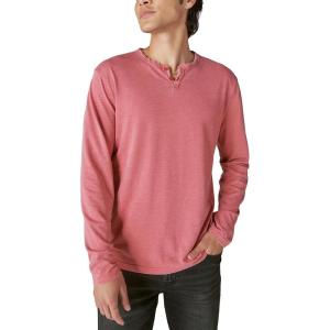 Lucky Brand Mens Venice Burnout Stripe Long Sleeve Notch Neck TeeVenice Burnout Stripe Long Sleeve Notch Neck Tee(Cardinal)