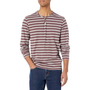 Lucky Brand Mens Venice Burnout Stripe Long Sleeve Notch Neck TeeVenice Burnout Stripe Long Sleeve Notch Neck Tee(Grey Multi)