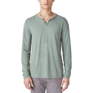 Lucky Brand Mens Venice Burnout Stripe Long Sleeve Notch Neck TeeVenice Burnout Stripe Long Sleeve Notch Neck Tee(Laurel Wreath)